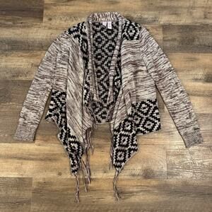Love On A Hanger Aztec Open Cardigan Sweater Western Horsegirl Cowgirl Fringe